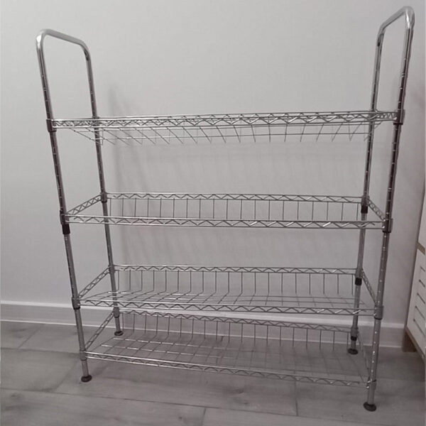 Pantofar cu 4 rafturi de depozitare, din metal, polite cu unghi